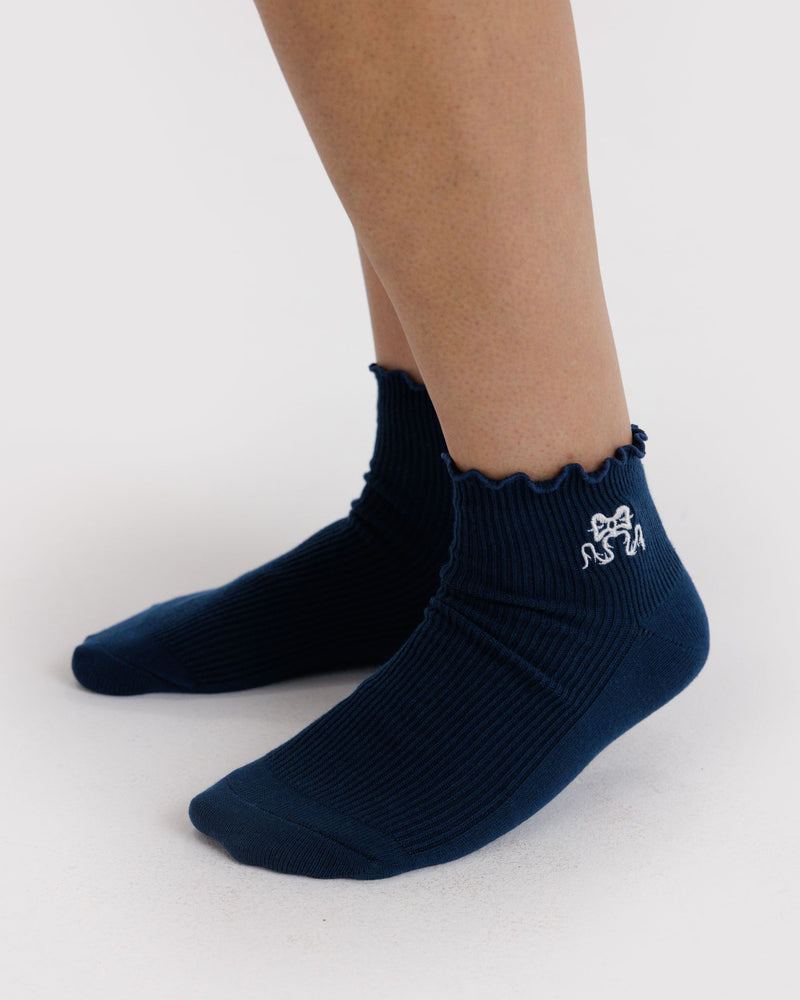 BAGGU• “Mahogany And Navy Icons” Lettuce Edge Two Set Socks