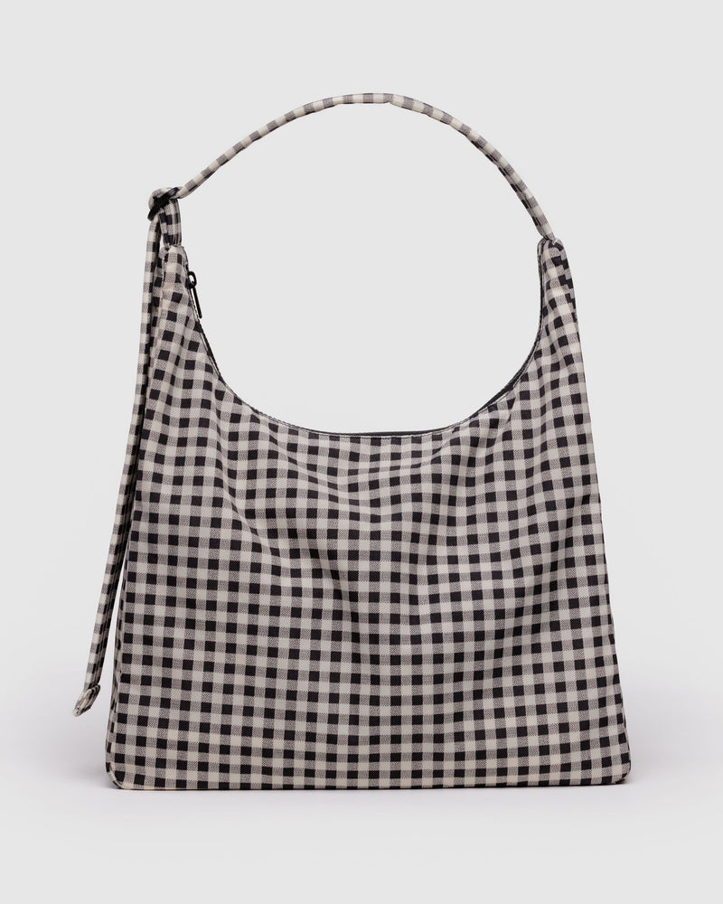 BAGGU • “Black And White Gingham” Nylon Shoulder Bag