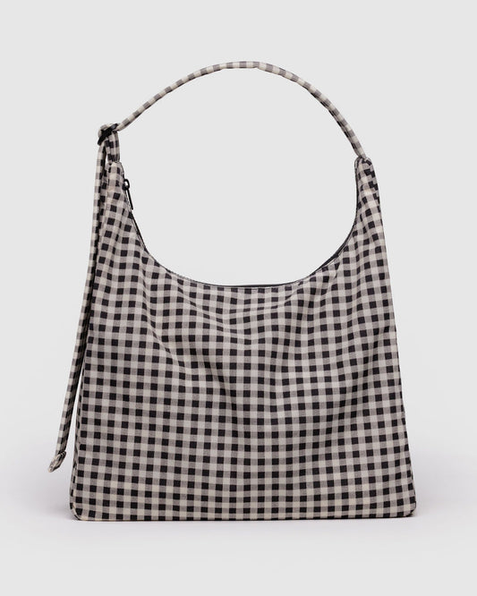 BAGGU • “Black And White Gingham” Nylon Shoulder Bag