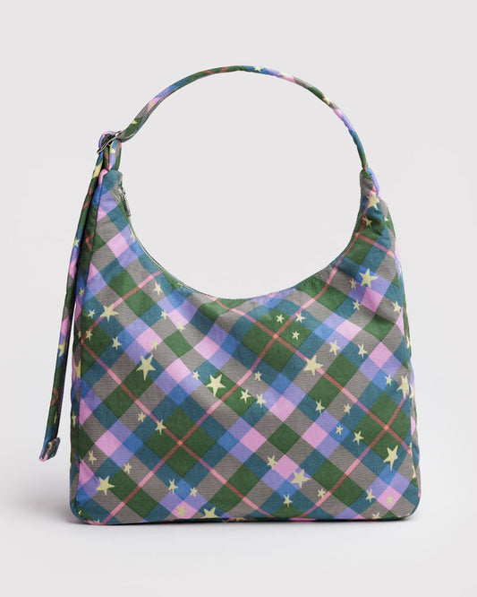 BAGGU • “Green Star Plaid” Nylon Shoulder Bag