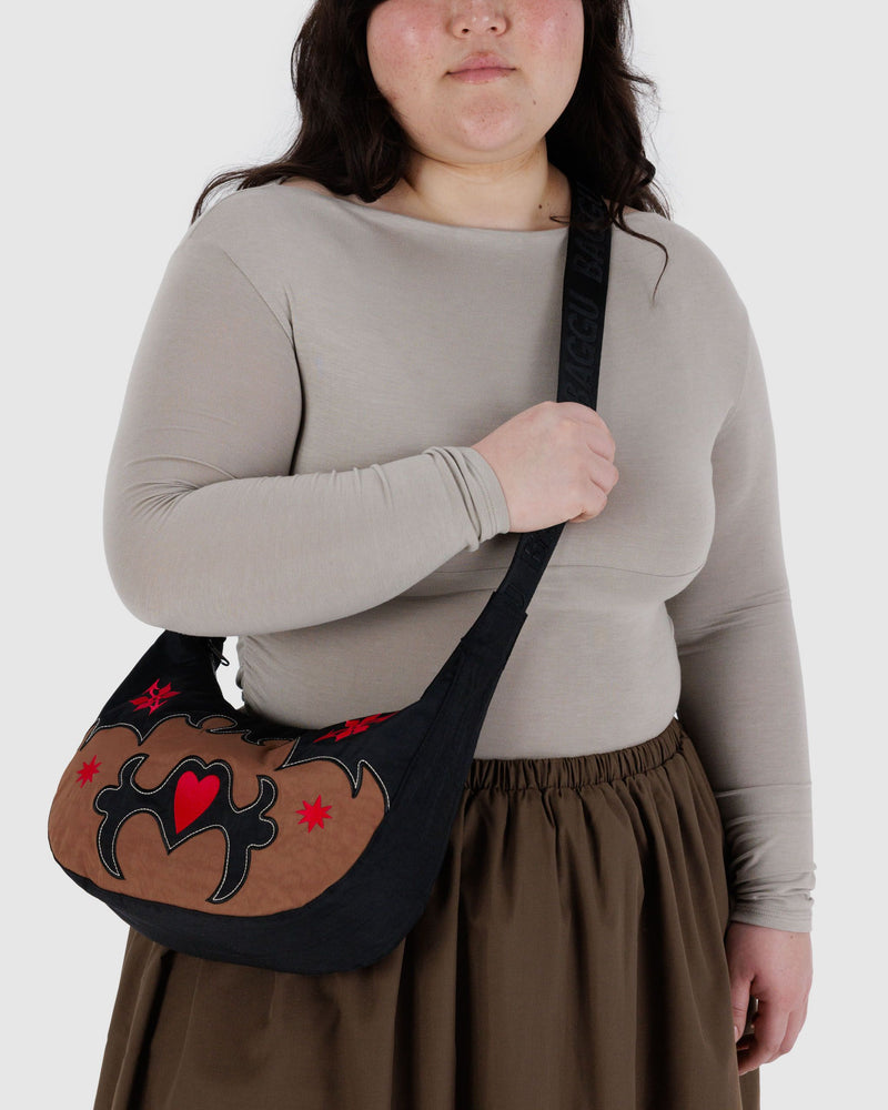 BAGGU • “Western Appliqué” Medium Nylon Crescent Bag