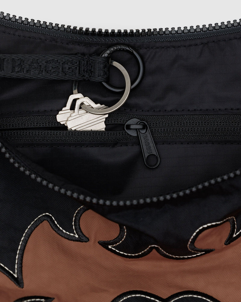 BAGGU • “Western Appliqué” Medium Nylon Crescent Bag