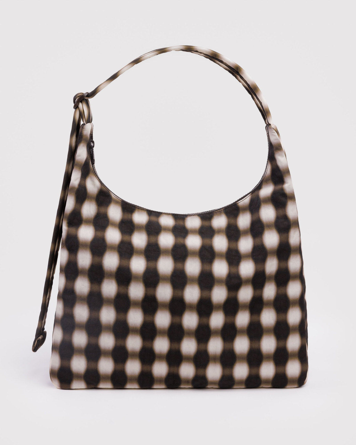 BAGGU • “Blurred Gingham Brown” Nylon Shoulder Bag