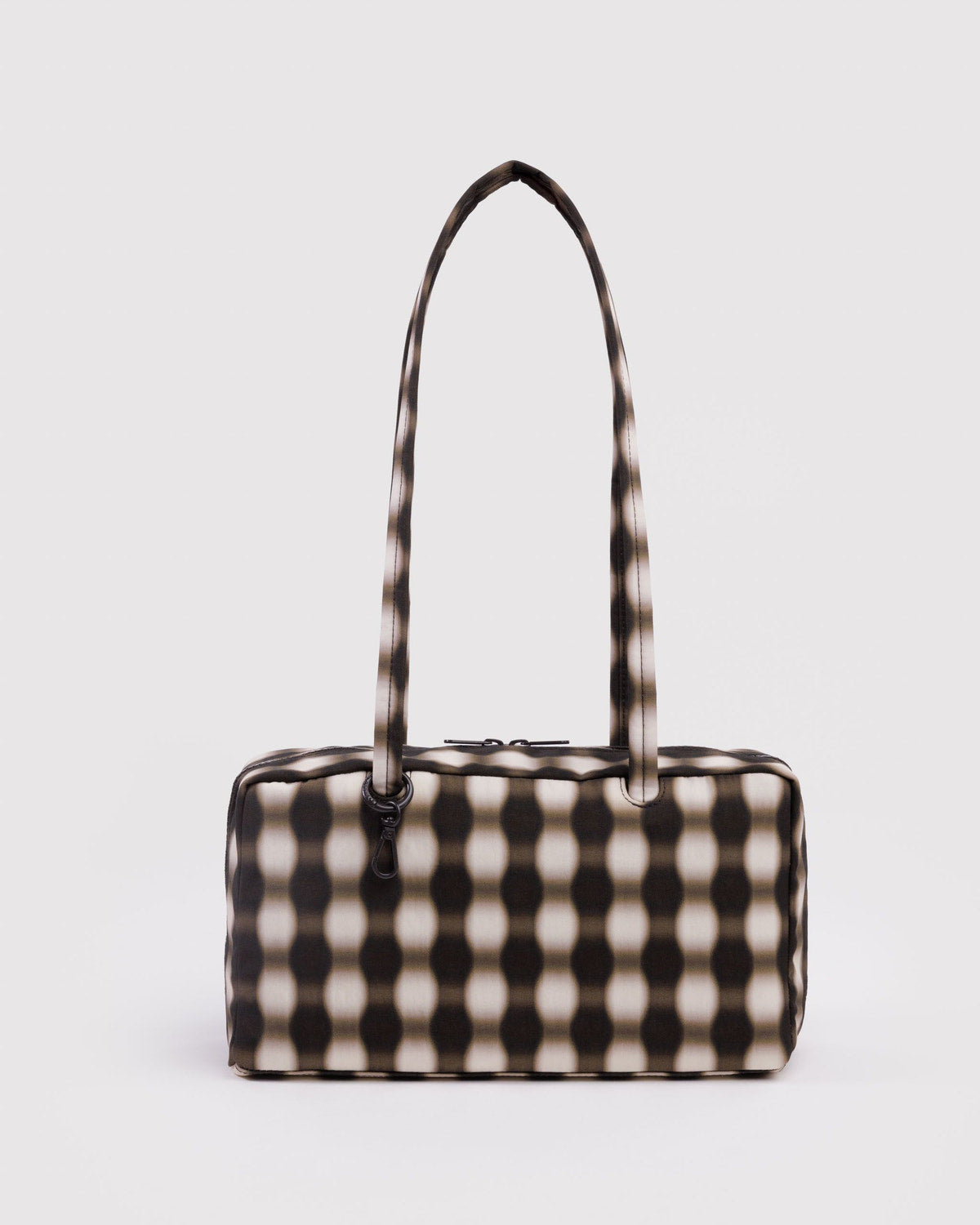 BAGGU • “Blurred Gingham Brown” Nylon Bowler Bag