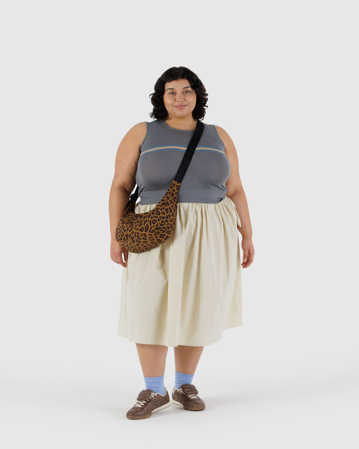 BAGGU - “Leopard” Medium Nylon Crescent Bag