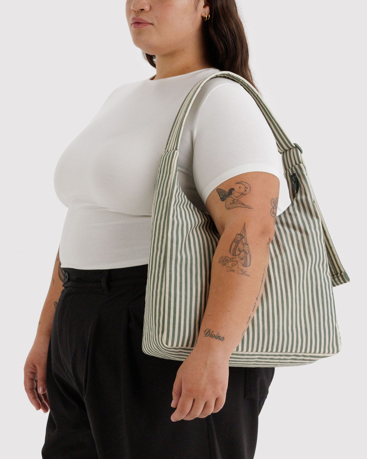 BAGGU • “Sage Stripe” Nylon Shoulder Bag