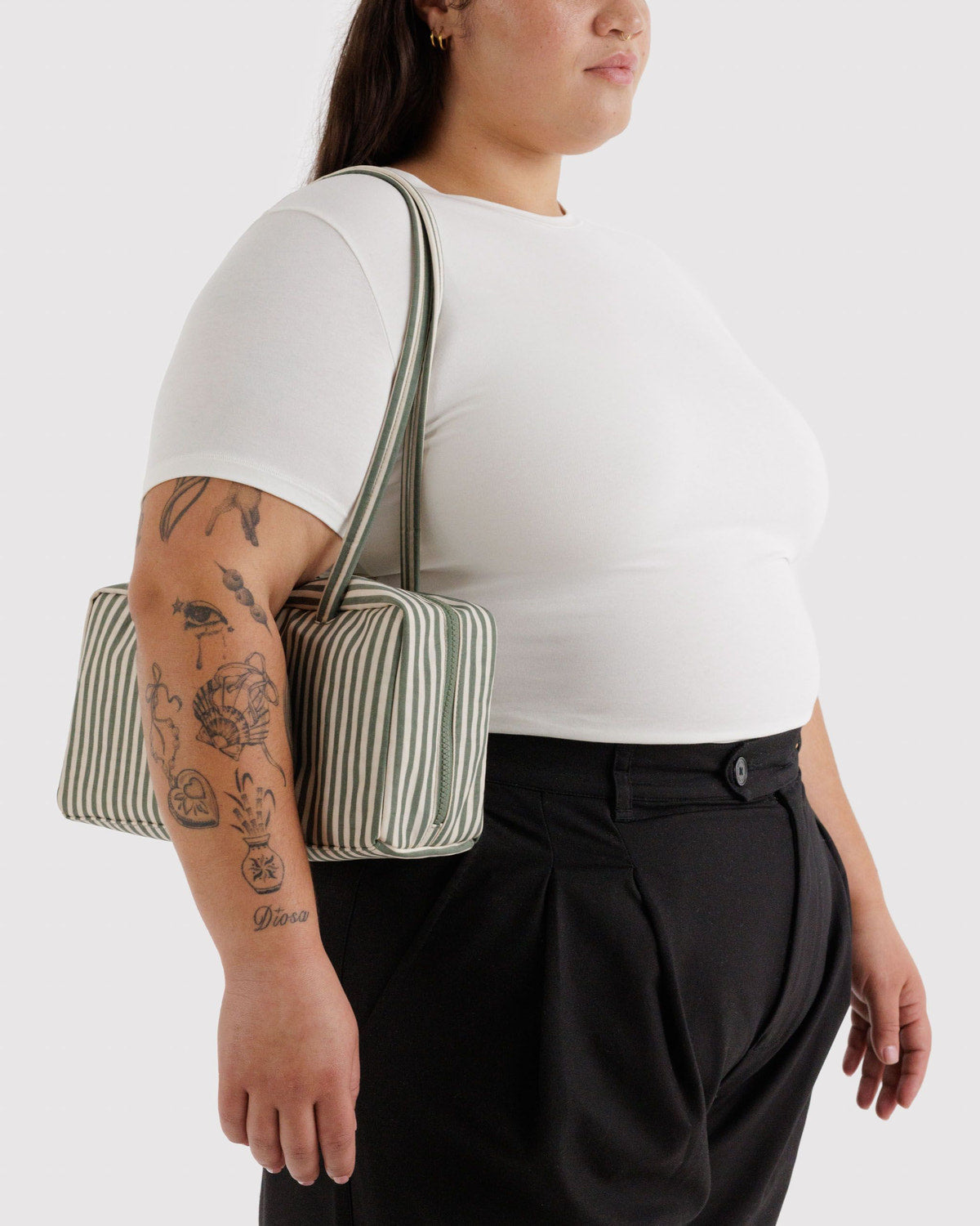BAGGU • “Sage Stripe” Nylon Bowler Bag