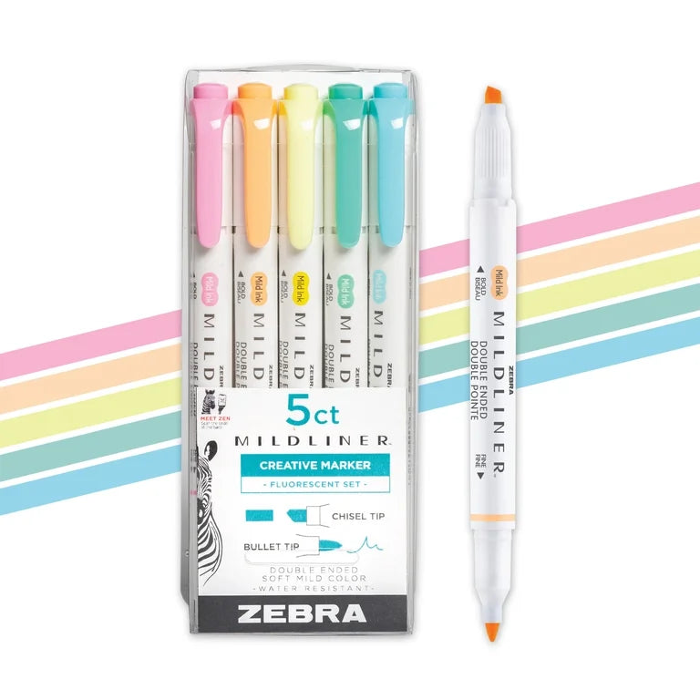Zebra • Midliner Fluorescent Double Ended Highlighter 5 Pack