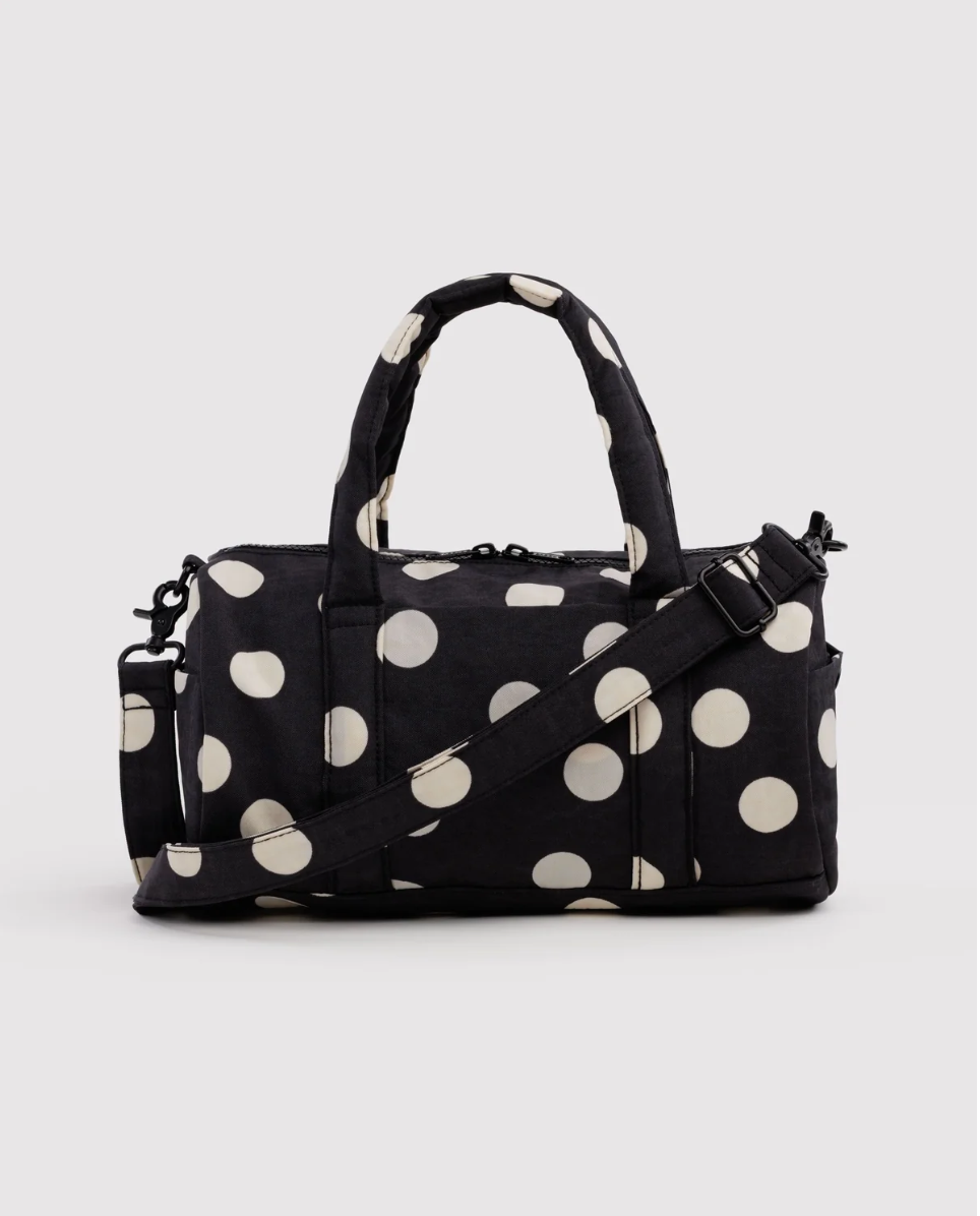 BAGGU • “Black and Cream Polka Dot” Nylon Duffle Bag