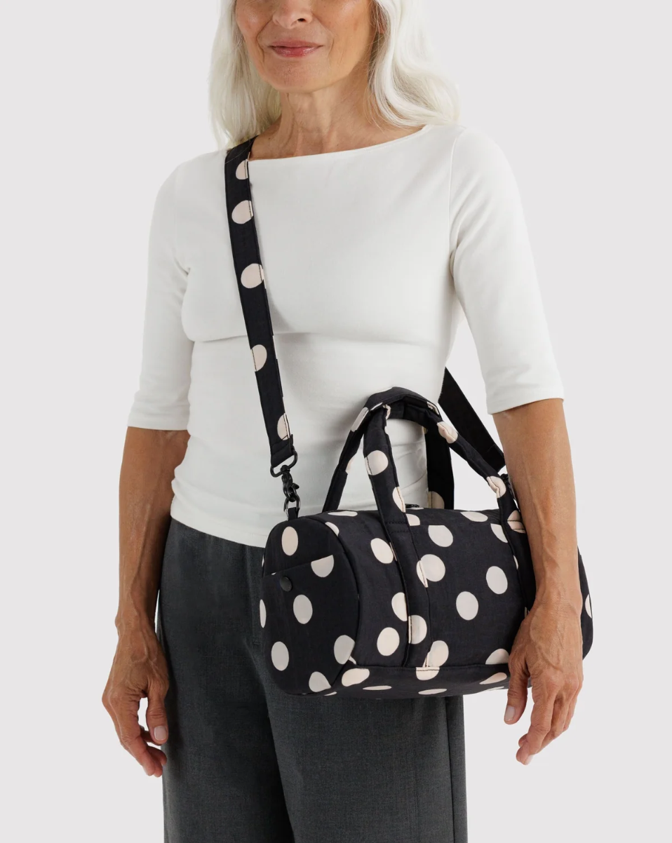 BAGGU • “Black and Cream Polka Dot” Nylon Duffle Bag