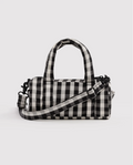 BAGGU • “Black and Cream Gingham” Small Nylon Duffle Bag