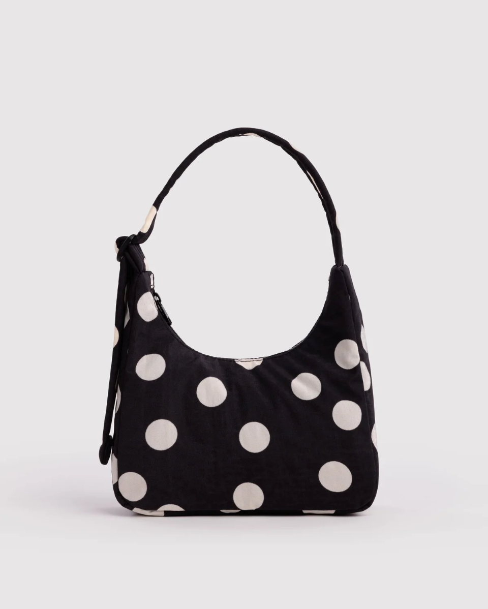 BAGGU - “Black and Cream Polka Dot” Mini Nylon Shoulder Bag