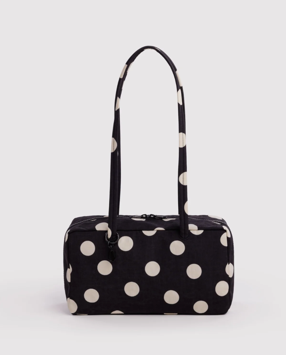 BAGGU • “Black and Cream Polka Dot” Nylon Bowler Bag