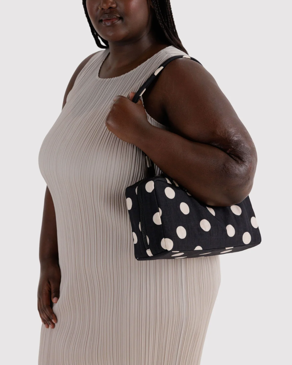 BAGGU • “Black and Cream Polka Dot” Nylon Bowler Bag