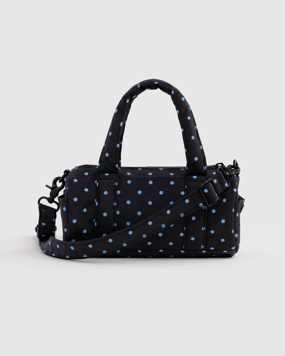BAGGU • “Black And Sky Blue Micro Dot” Small Nylon Duffle Bag