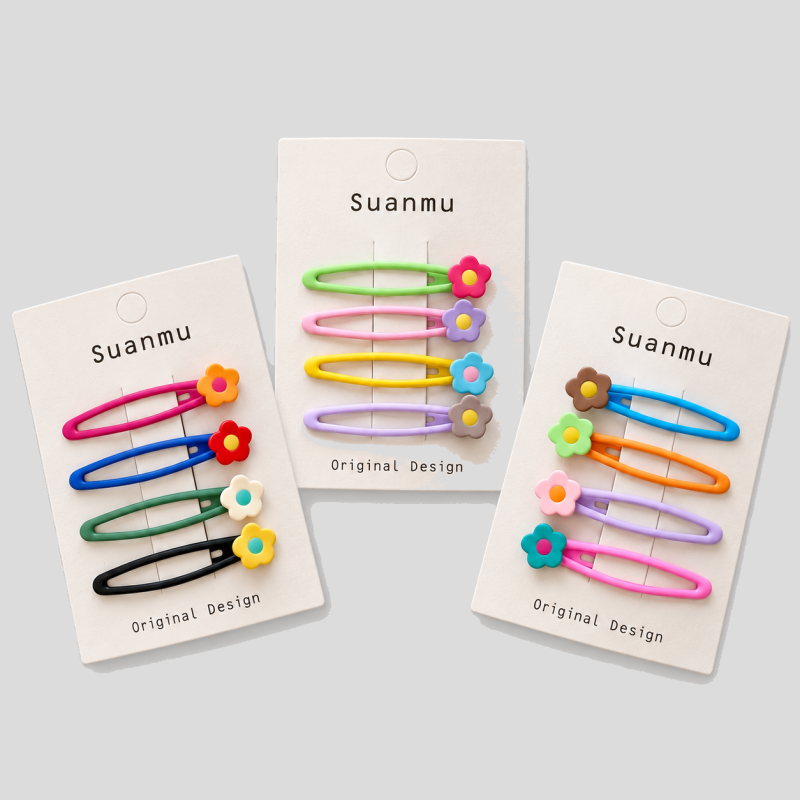 Color Flower Hair Clip 4pc Set