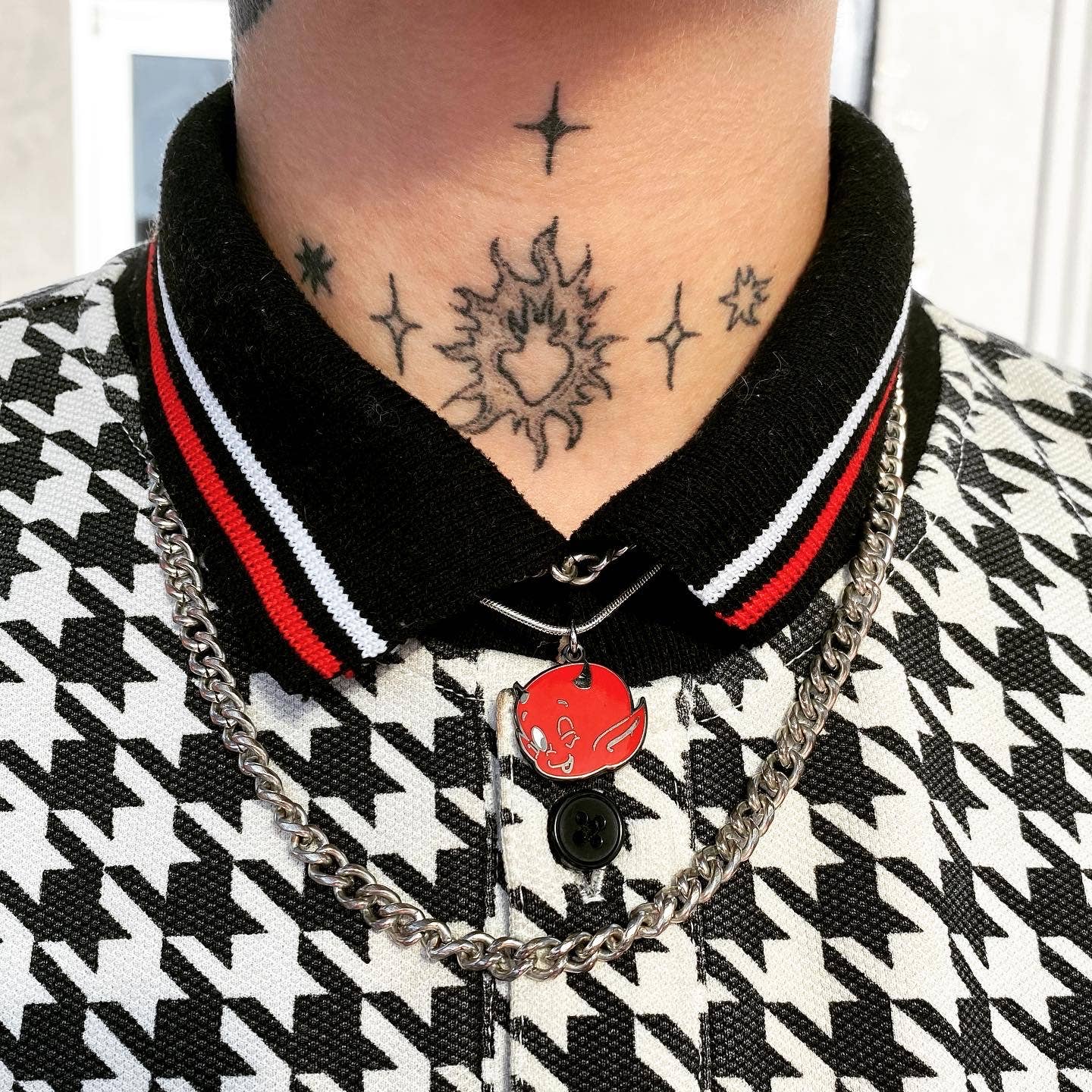 Foolish Fetish • Lil Devil Hot Stuff Enamel Charm Snake Chain Necklace