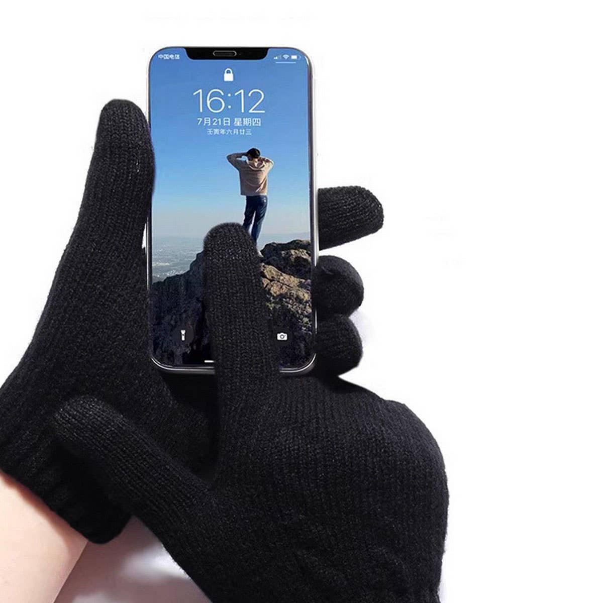 Knitted Thickened Fleece Touch Screen Gloves