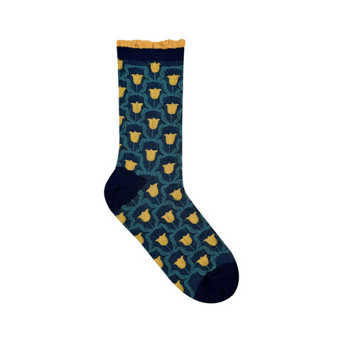 7DAYSSOCKS • Women's Crew Glitter Frill Flower Socks