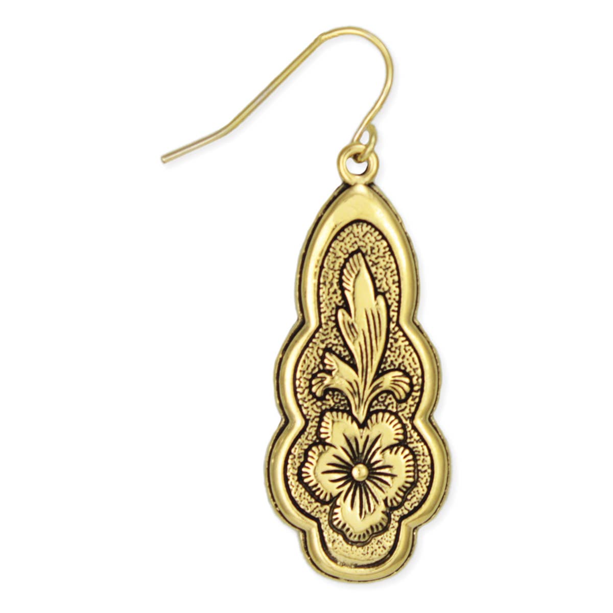 Vintage-Style Flourish Flower Gold-Color Earrings
