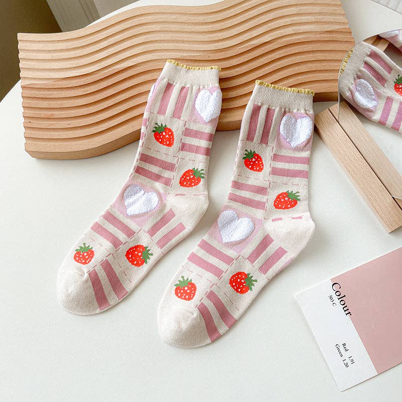 Strawberry Floral Pattern Women's Socks