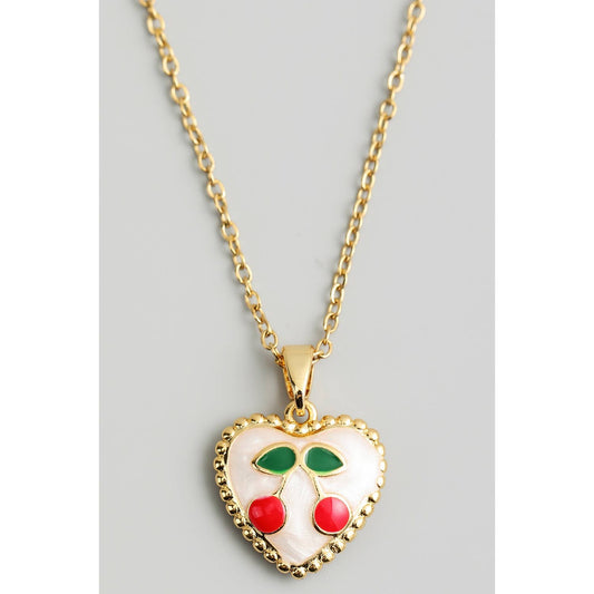Girly • Gold Cherry Necklace, “Good Luck”