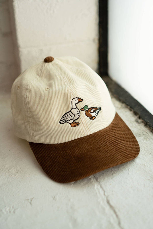 Stay Home Club • Fowl Two-Tone Corduroy Dad Hat, Embroidered Cord Hat