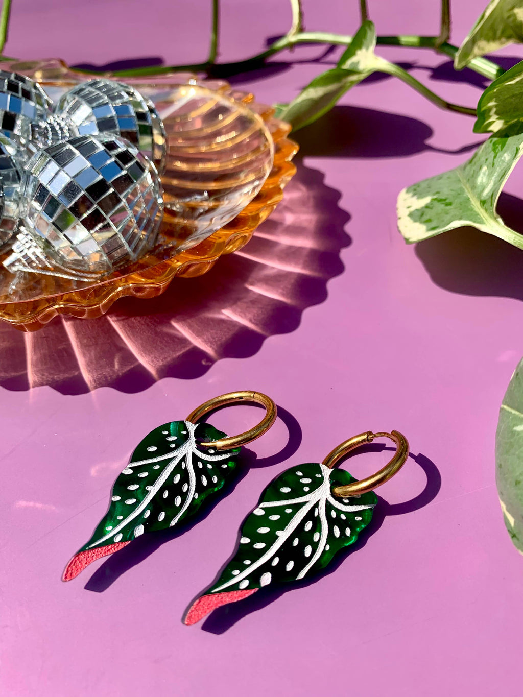 SALE • Not Picasso • Acrylic Earrings, Begonia Leaves