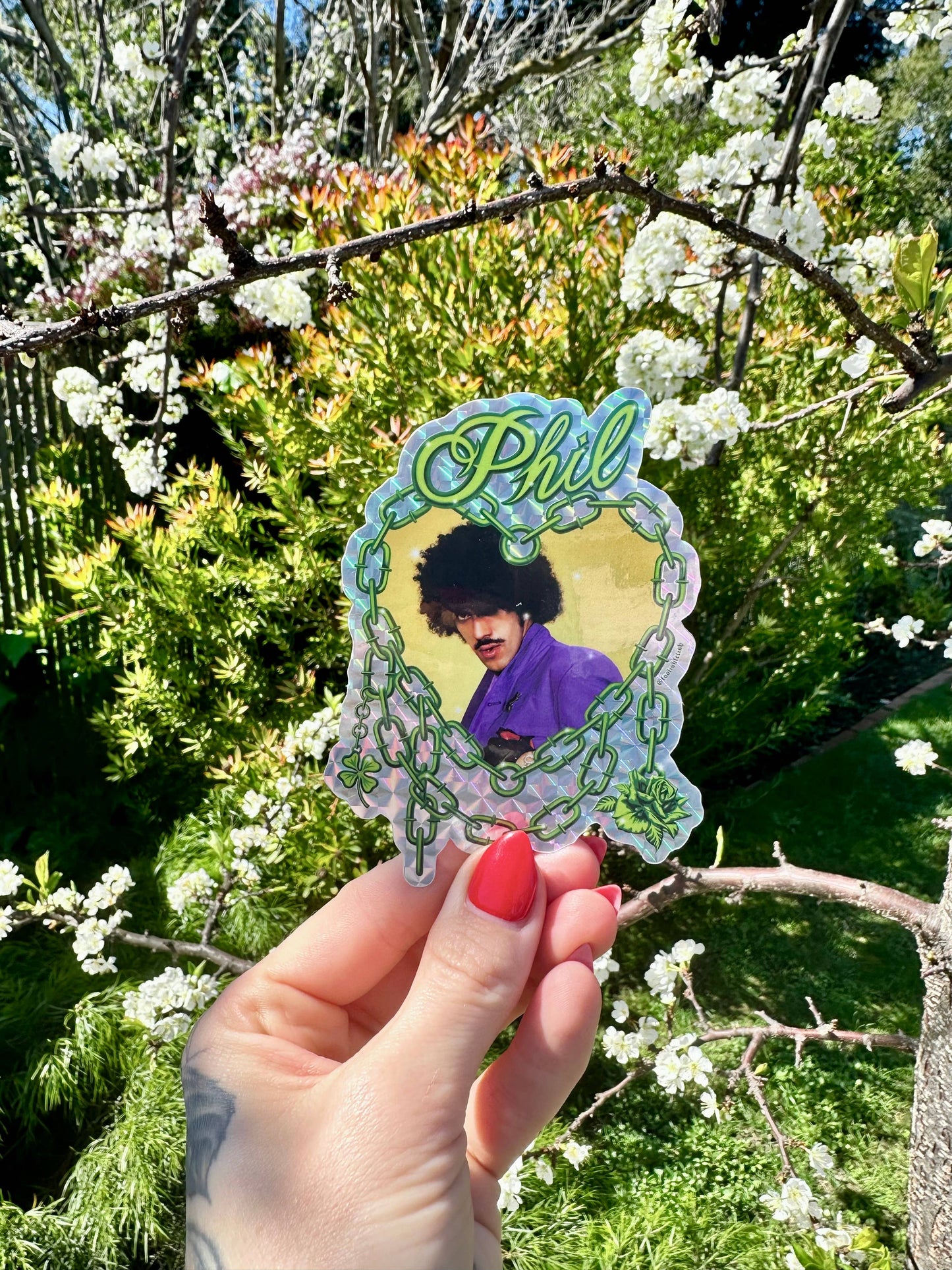 Foolish Fetish • Phil Love Thin Lizzy Holographic Chain Heart Sticker