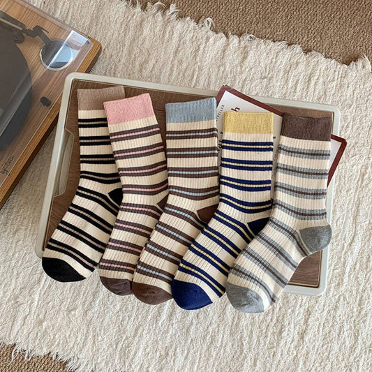 Striped-Ribbed Women's Socks