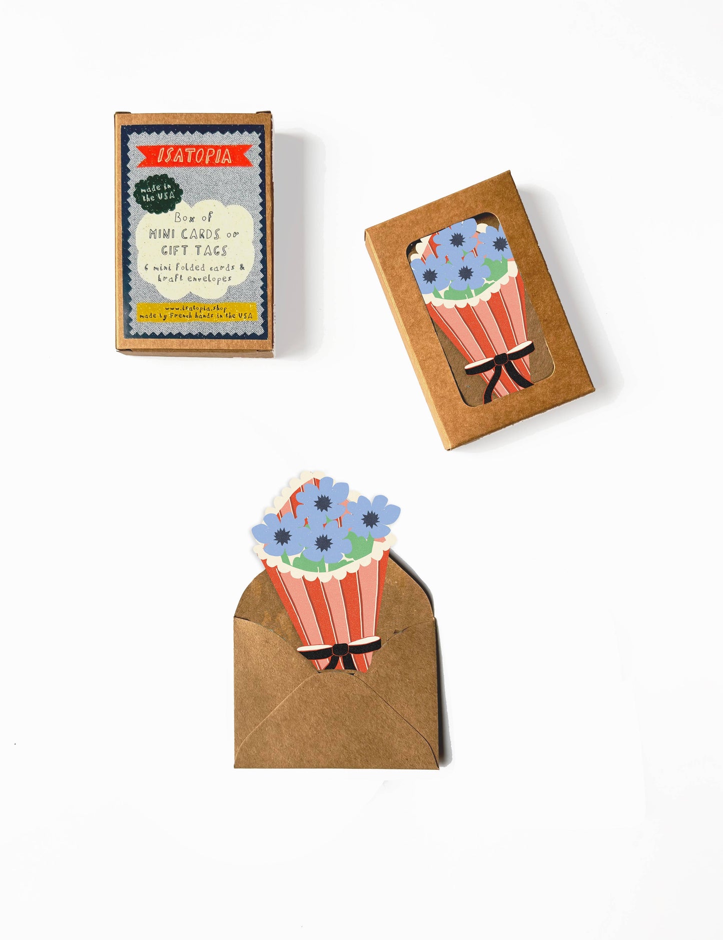 Flower Bouquet, Mini Die-Cut Blank Greeting Cards, Box of 6