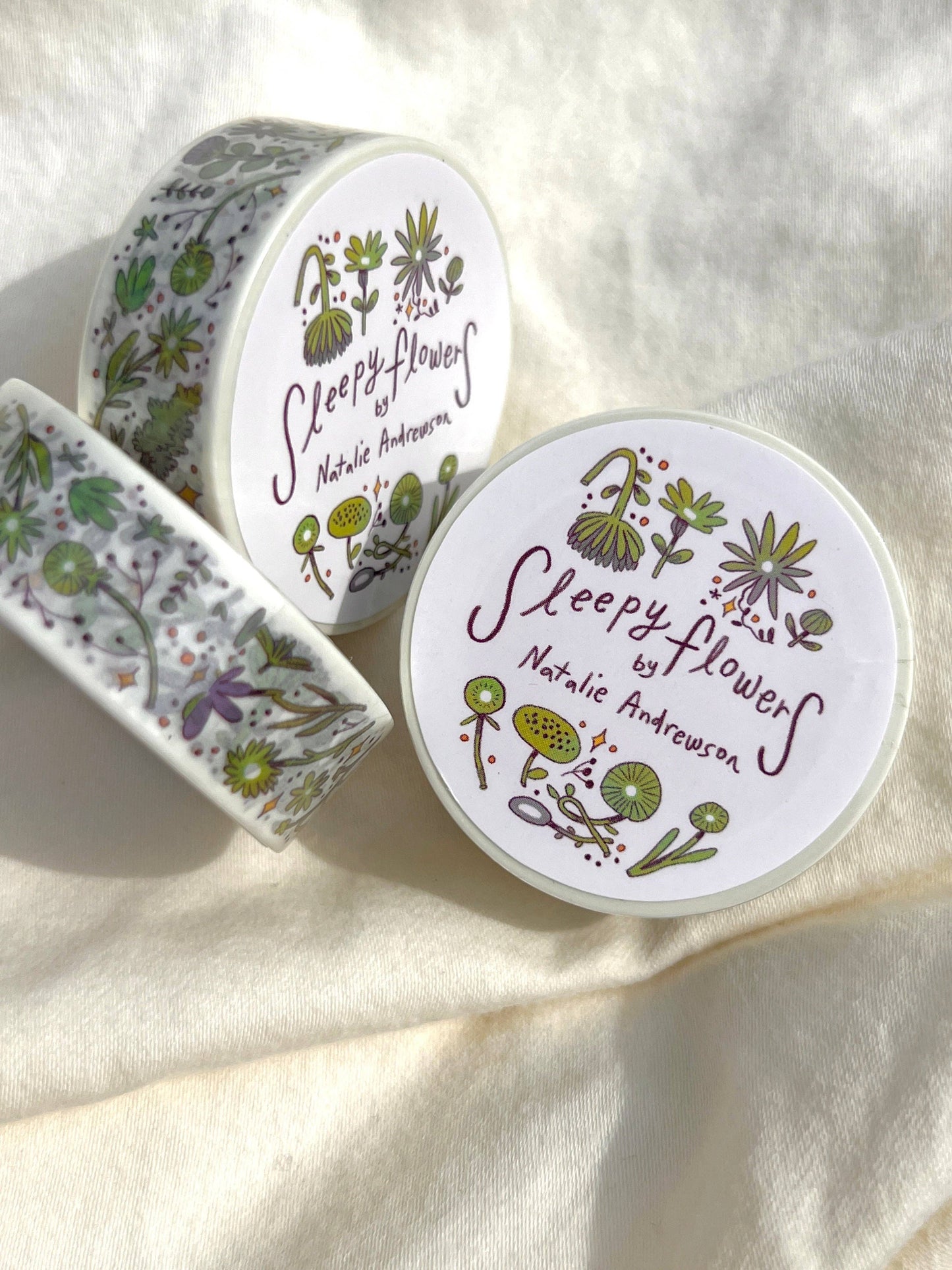 Natalie Anderson • Green and Purple Sleepy Flowers Washi Tape