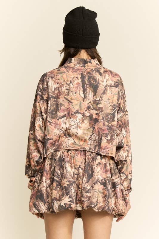 Plus Size, Forest Camo Bubble Mini Skirt