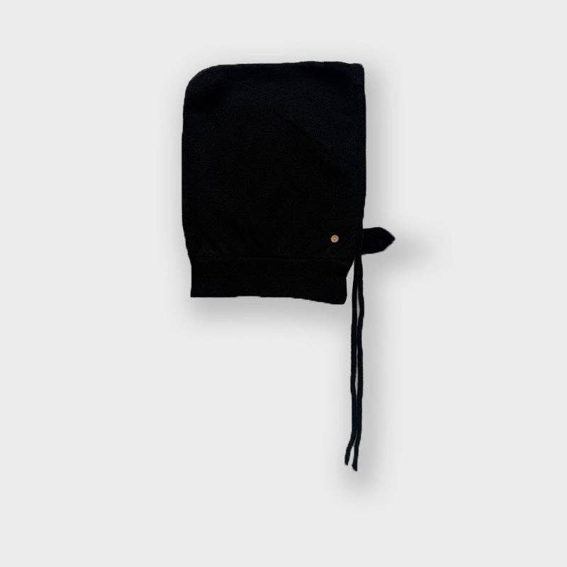 Knitted Wool Bonnet Beanie with Drawstring for Women