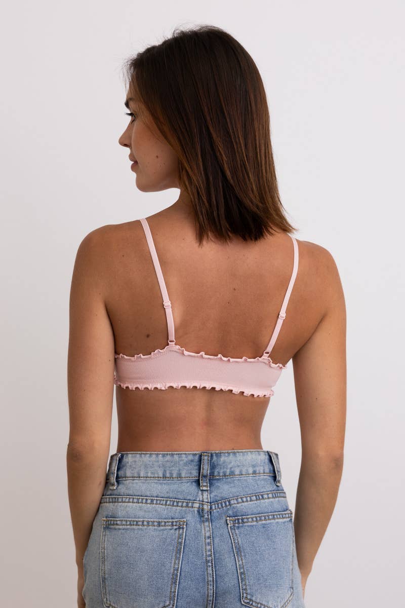 Seamless Lettuce Edge Bow Tie Triangle Bralette