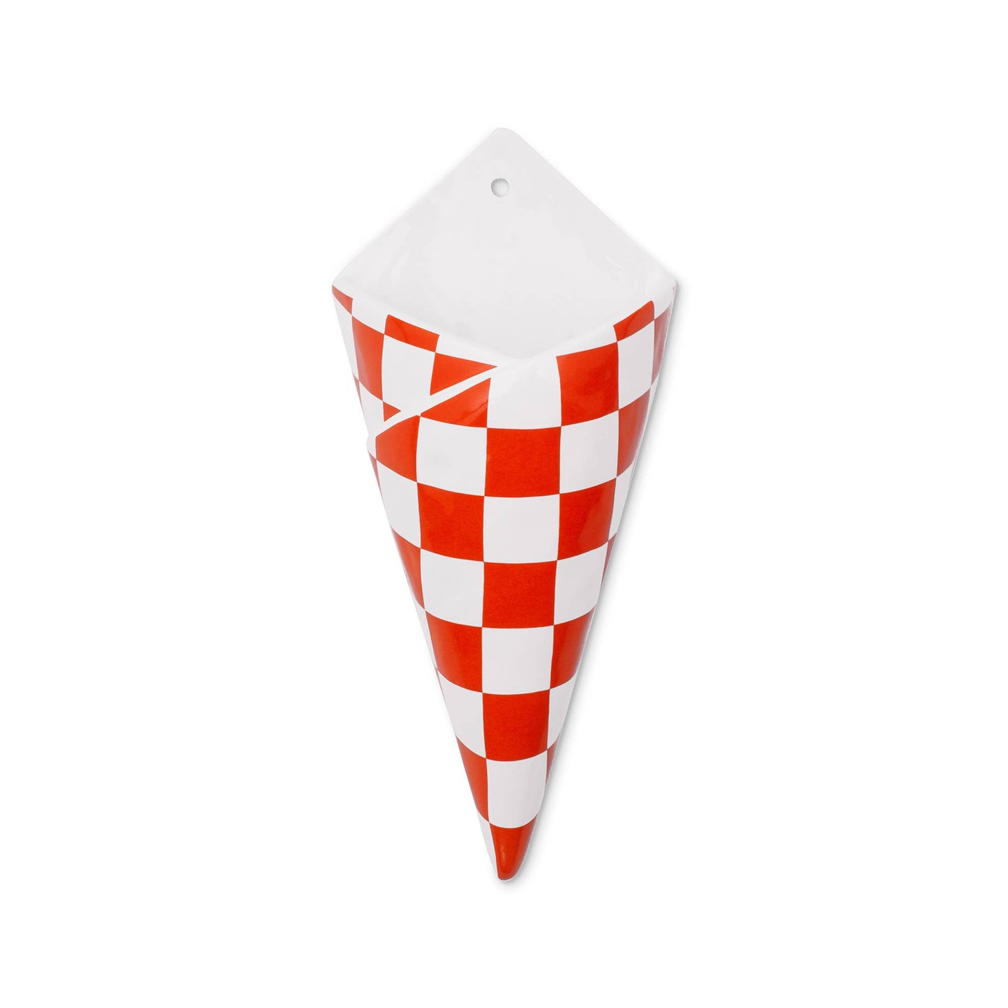 Wall Vase, Checker Bag Ceramic
