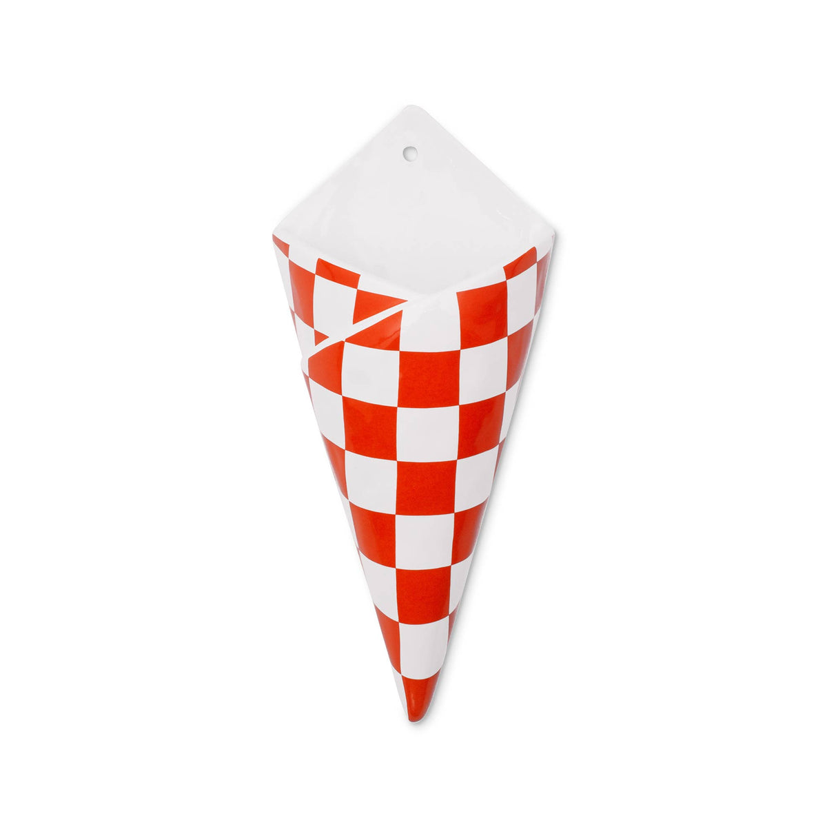 Wall Vase, Checker Bag Ceramic