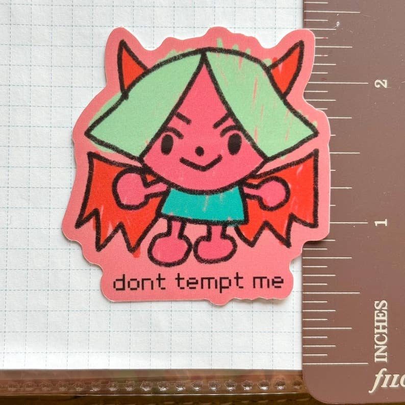 W0nkk0 • "Don't Tempt Me" Kawaii Devil Vinyl Sticker