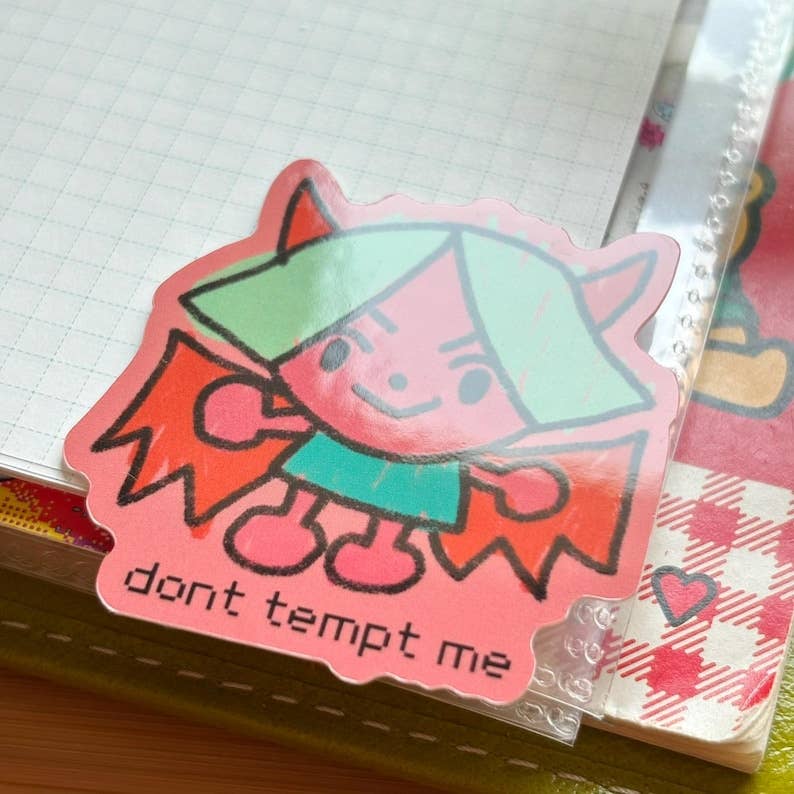 W0nkk0 • "Don't Tempt Me" Kawaii Devil Vinyl Sticker