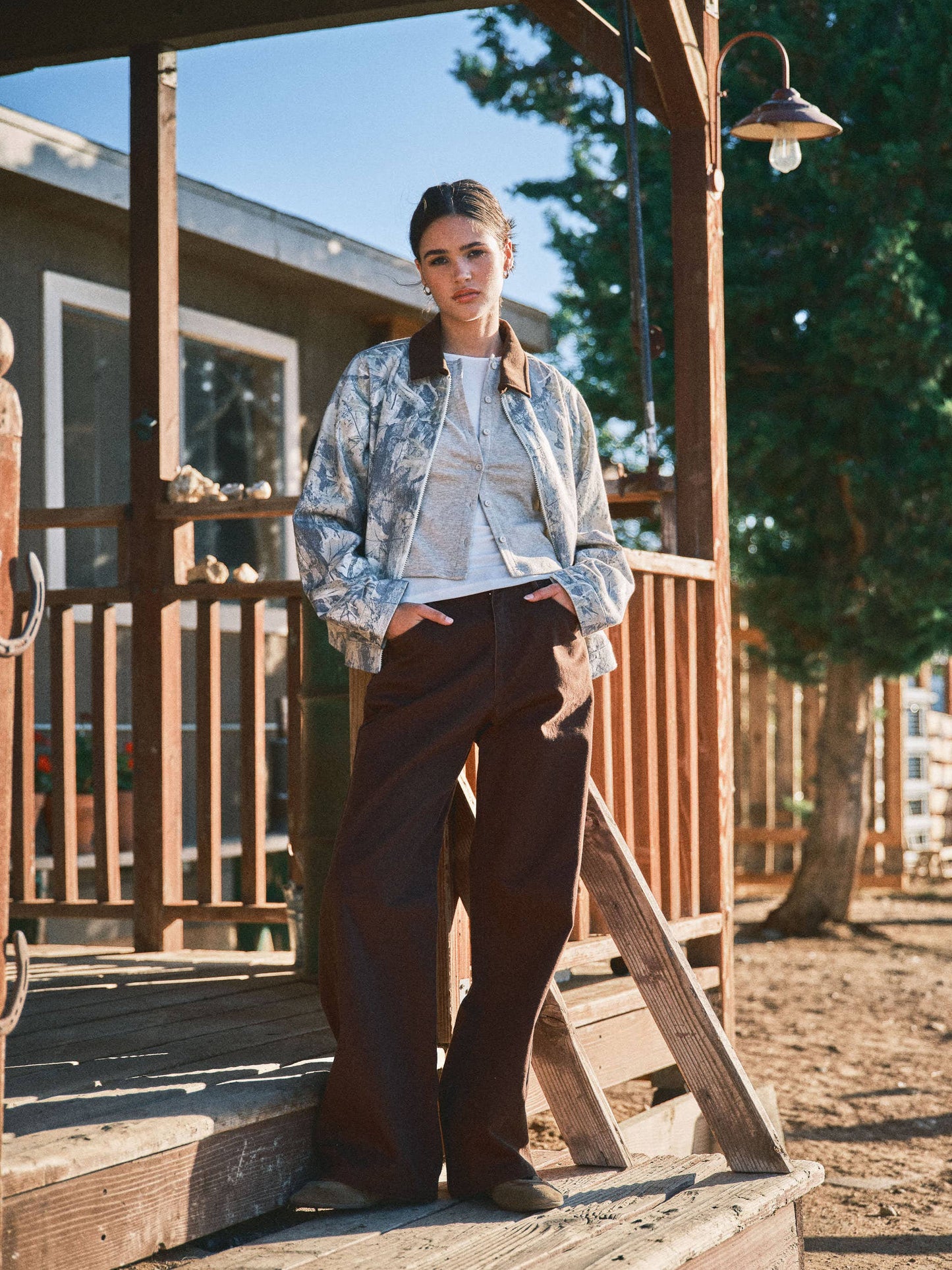 Workwear Contrast Collar Camp Jacket