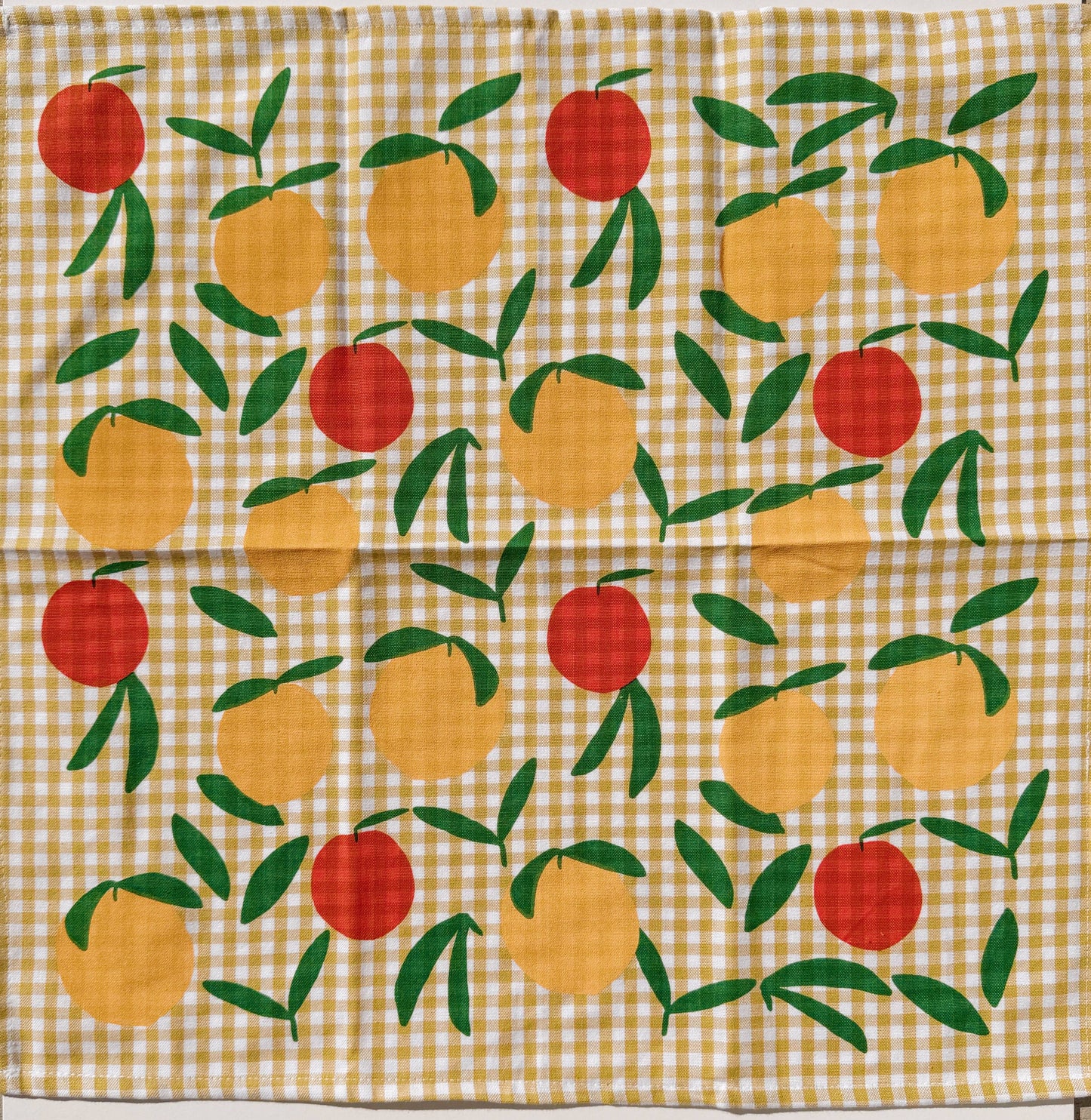 Julie Peach • Tea Towel, Gingham Peach Toss