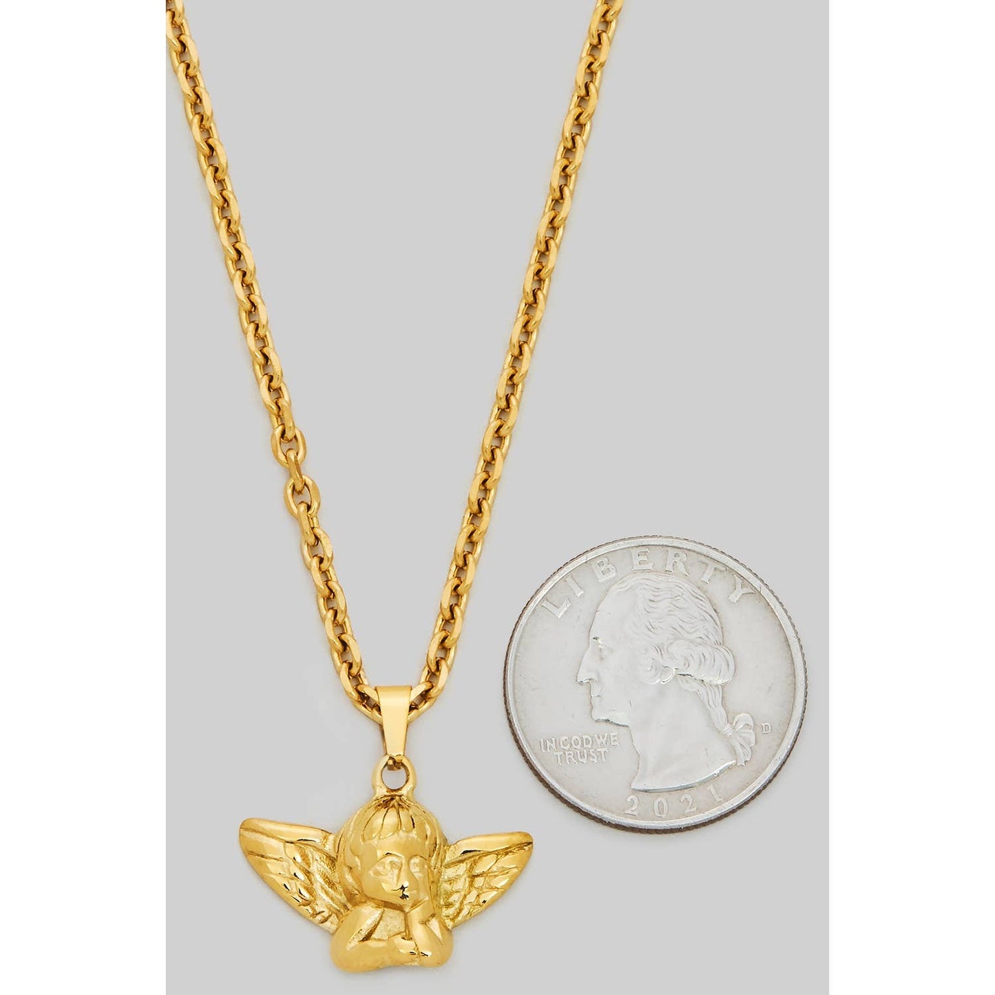 Girly • Cherub Necklace, Gold Dipped Stainless Steel