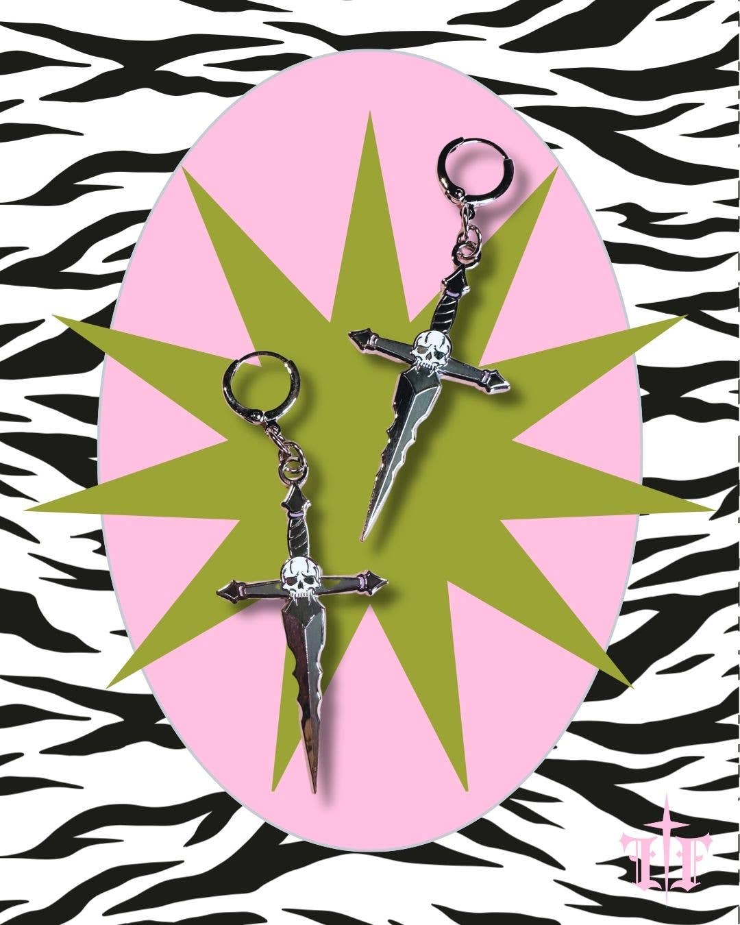 Foolish Fetish • Flambard Skull Dagger Enamel Earrings