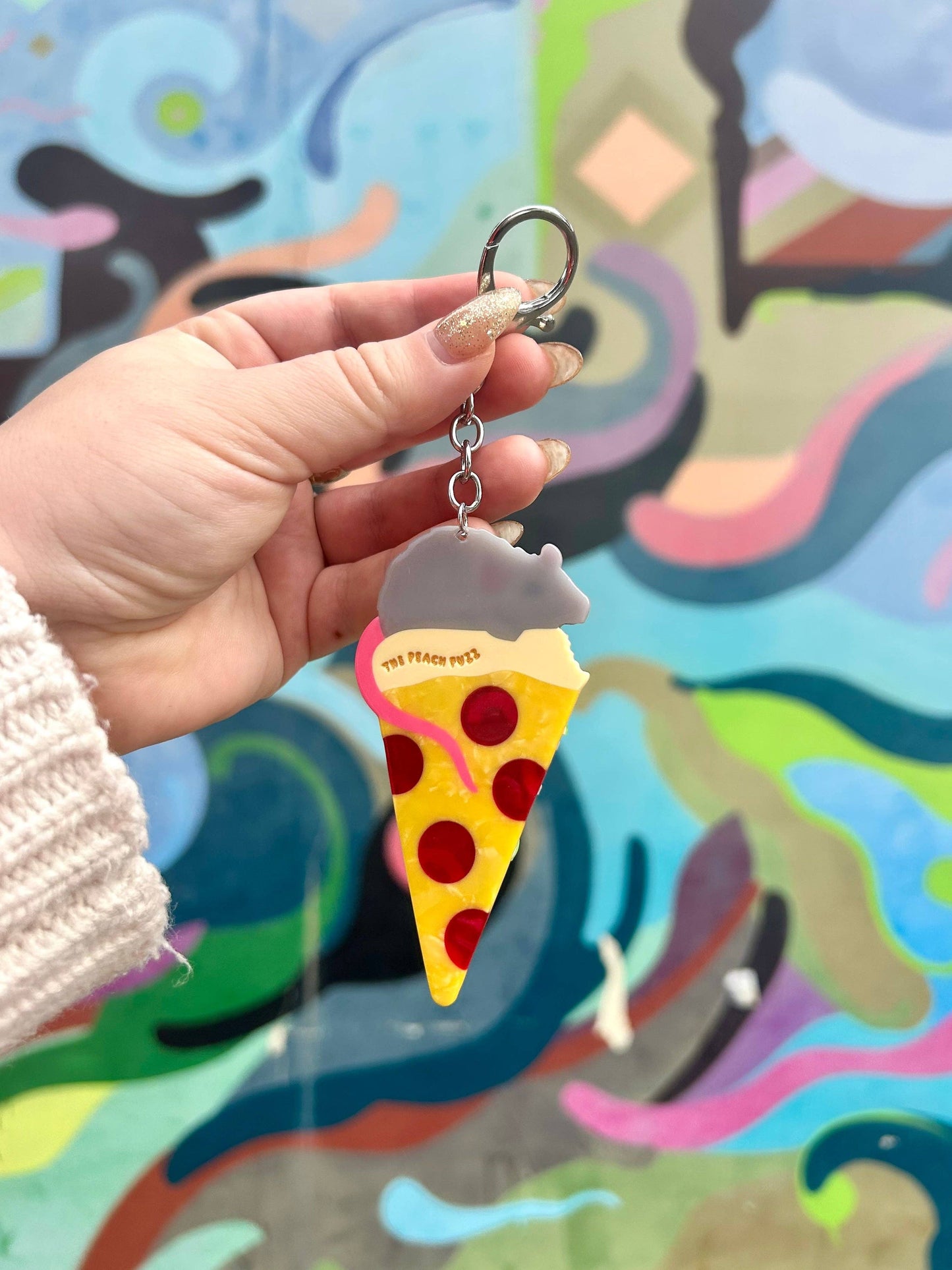 The Peach Fuzz • Pizza Rat Keychain