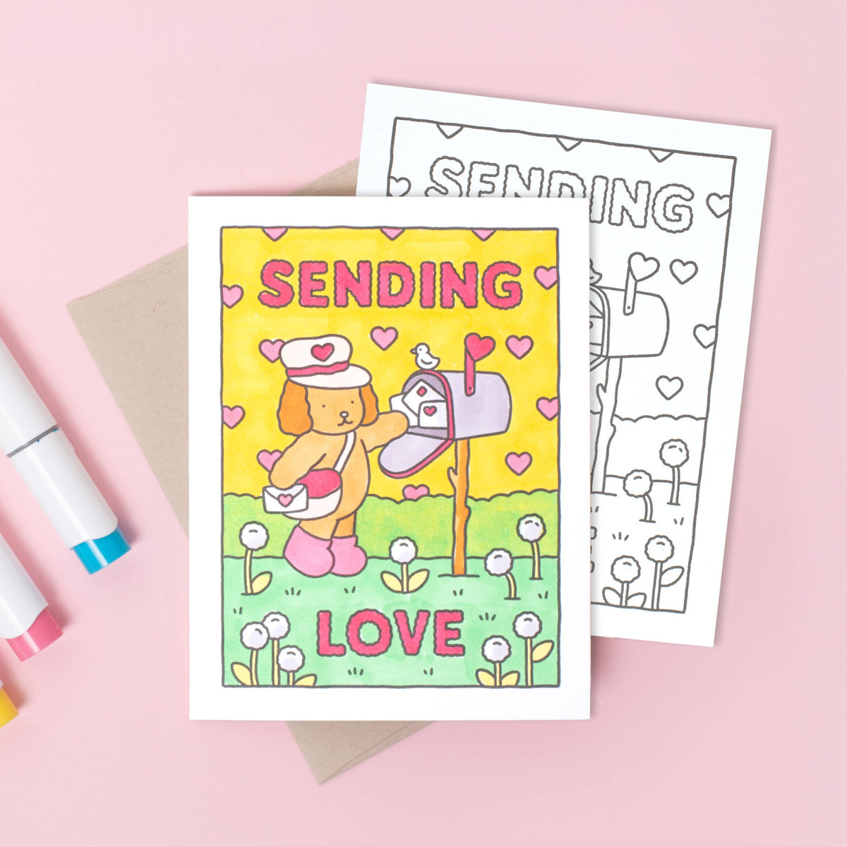 Bobbie Goods • Sending Love Puppy Coloring Greeting Card