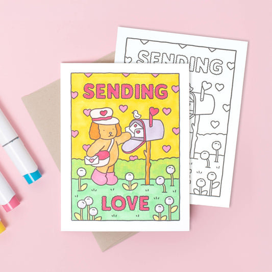 Bobbie Goods • Sending Love Puppy Coloring Greeting Card