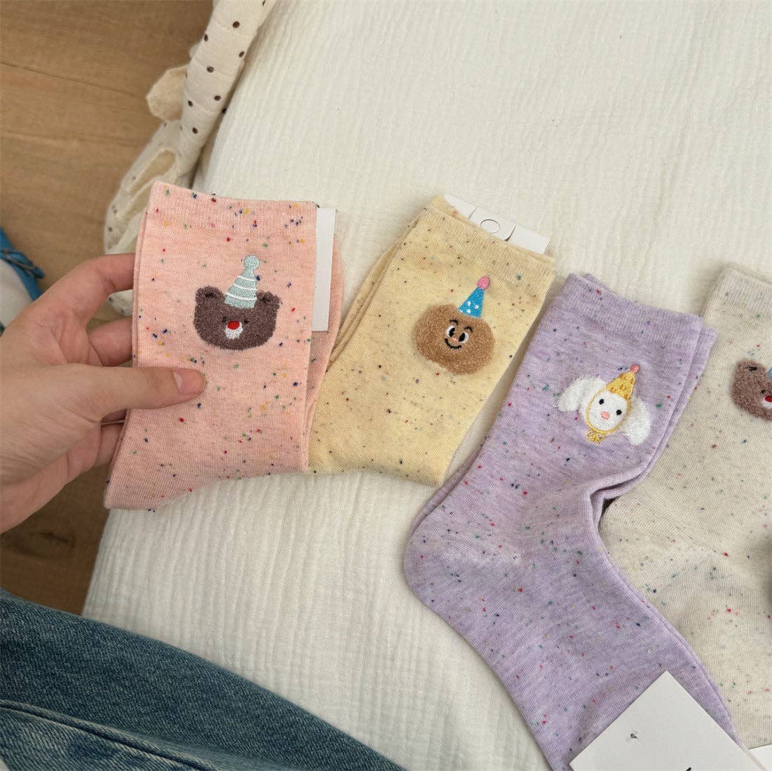 Cartoon Bear Birthday Hat Socks