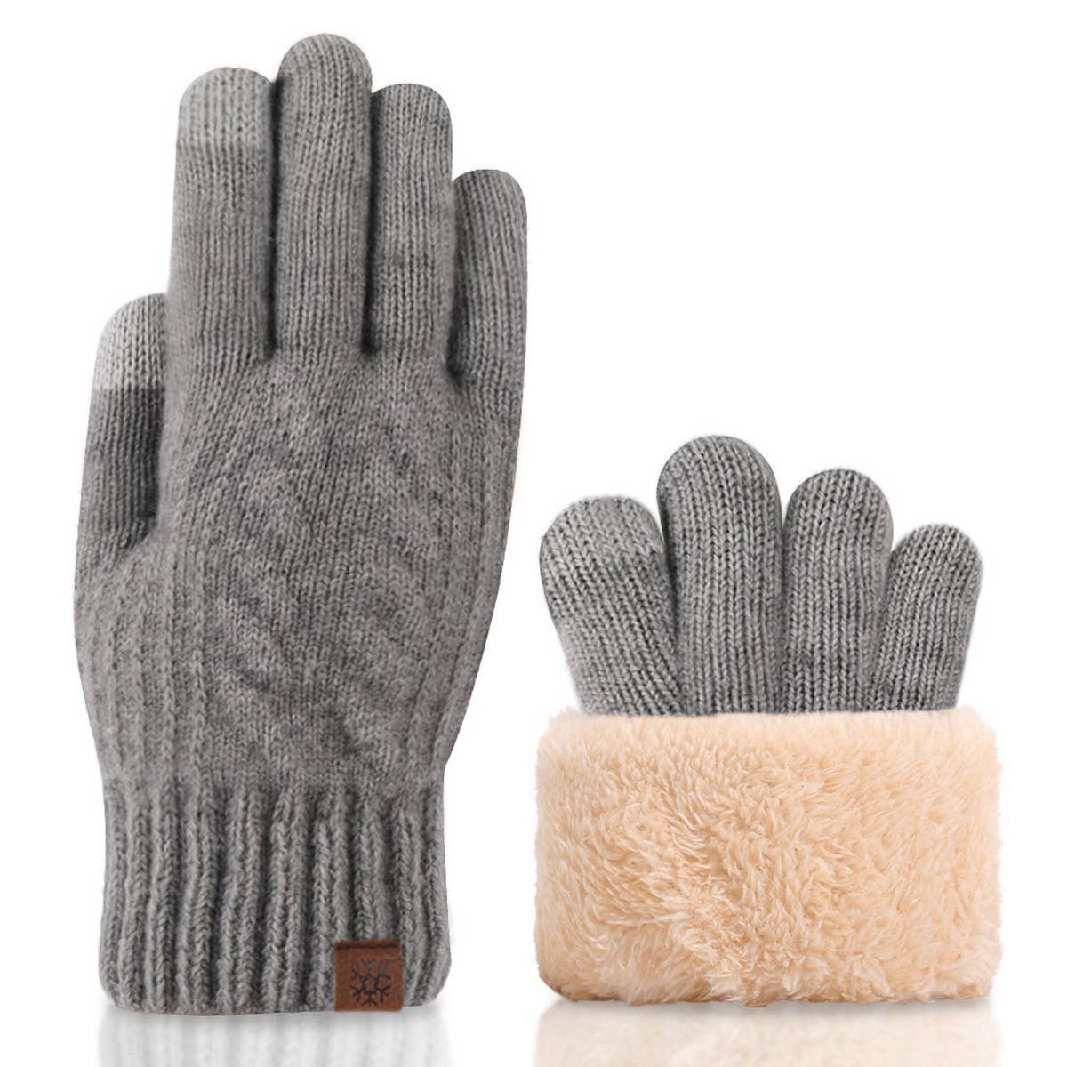 Knitted Thickened Fleece Touch Screen Gloves