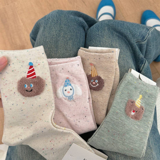 Cartoon Bear Birthday Hat Socks