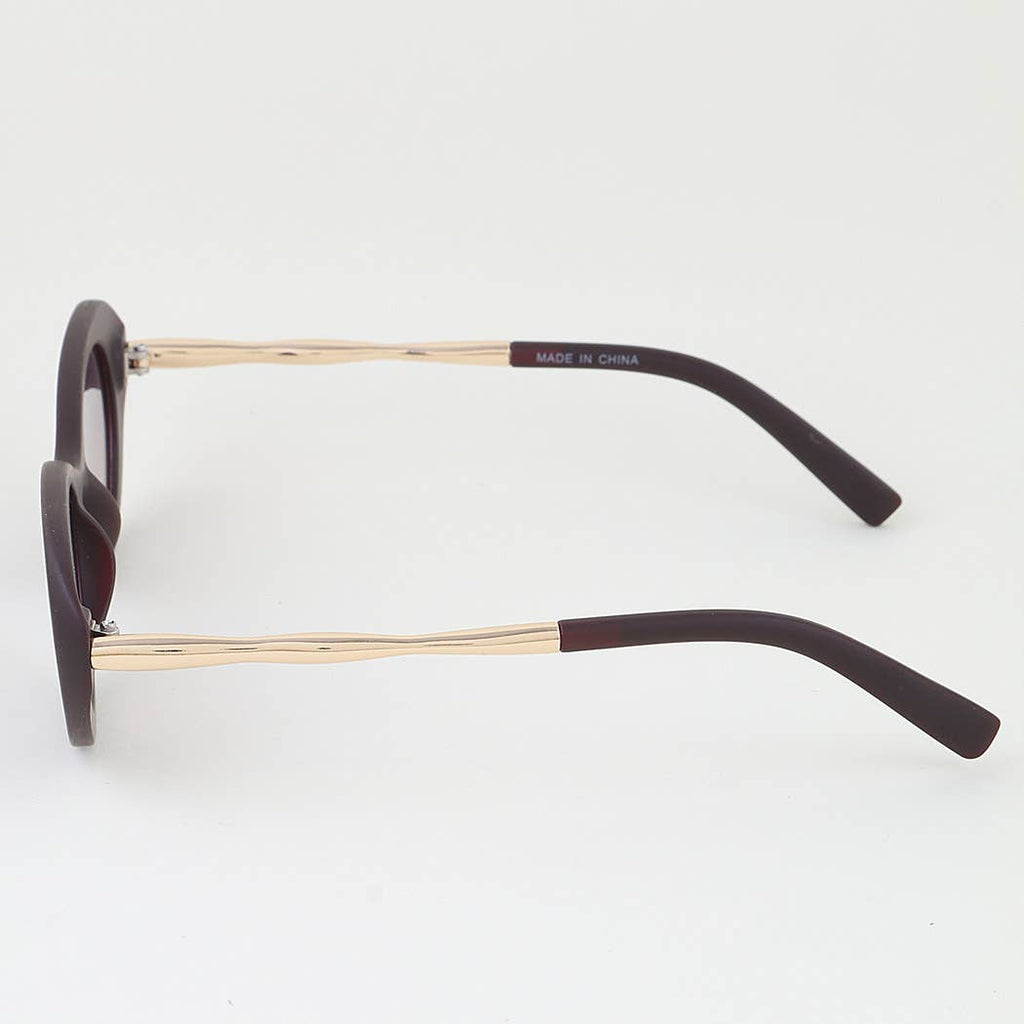 Retro Polished Wavy Round Sunglasses